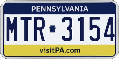 PA license plate MTR3154