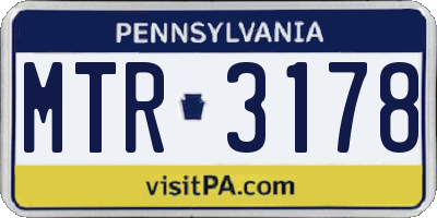 PA license plate MTR3178