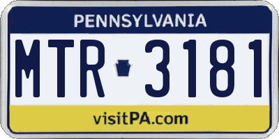 PA license plate MTR3181