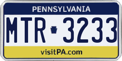 PA license plate MTR3233