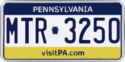 PA license plate MTR3250