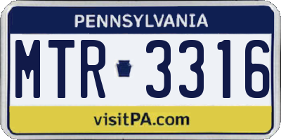 PA license plate MTR3316