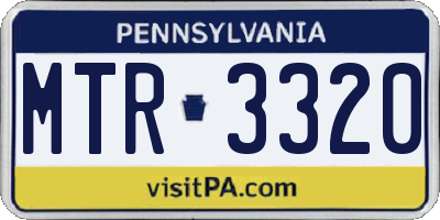 PA license plate MTR3320