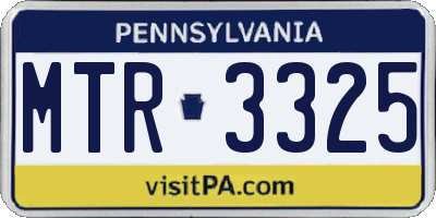 PA license plate MTR3325