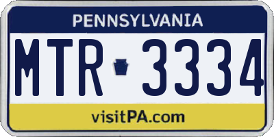 PA license plate MTR3334