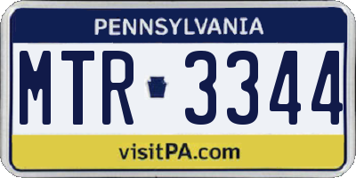 PA license plate MTR3344