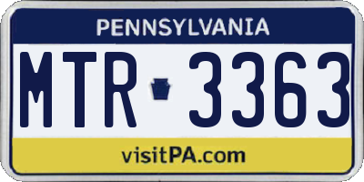 PA license plate MTR3363