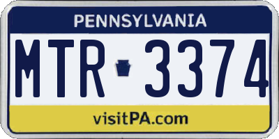 PA license plate MTR3374