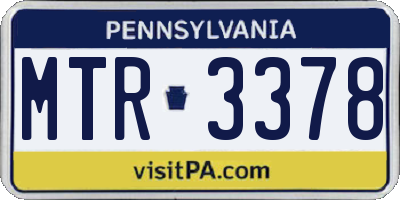 PA license plate MTR3378