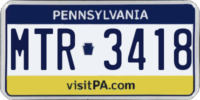 PA license plate MTR3418