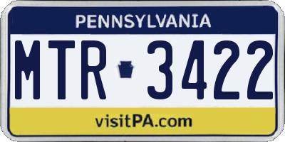 PA license plate MTR3422