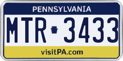 PA license plate MTR3433