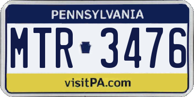 PA license plate MTR3476