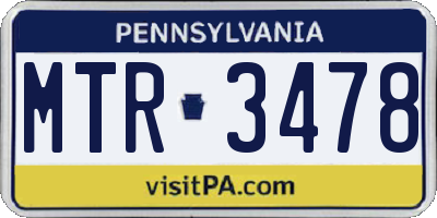 PA license plate MTR3478
