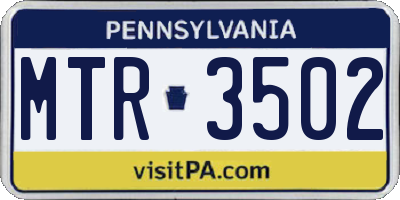 PA license plate MTR3502