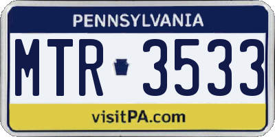 PA license plate MTR3533