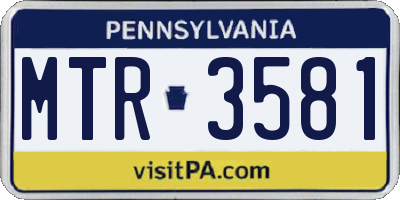 PA license plate MTR3581