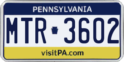 PA license plate MTR3602
