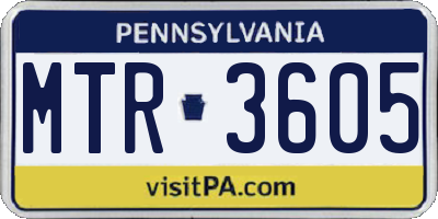 PA license plate MTR3605
