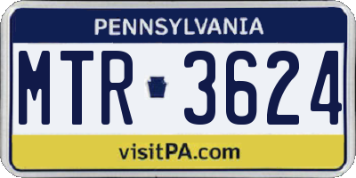 PA license plate MTR3624