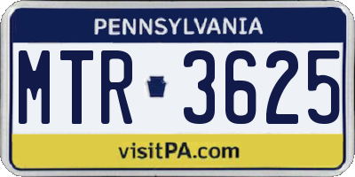 PA license plate MTR3625