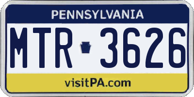 PA license plate MTR3626