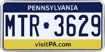 PA license plate MTR3629
