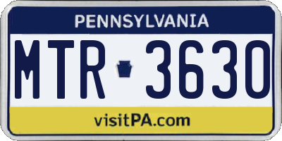 PA license plate MTR3630