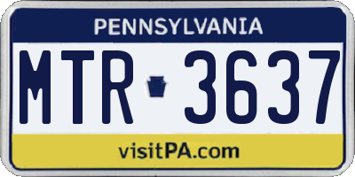PA license plate MTR3637