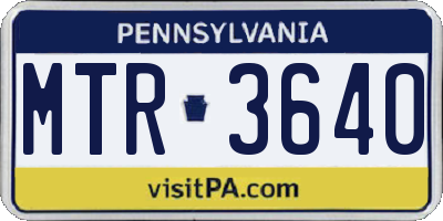 PA license plate MTR3640