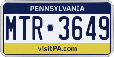 PA license plate MTR3649