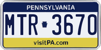 PA license plate MTR3670