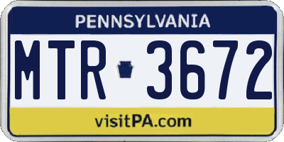 PA license plate MTR3672