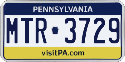 PA license plate MTR3729