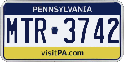 PA license plate MTR3742