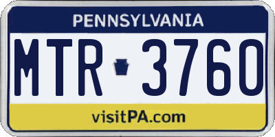 PA license plate MTR3760