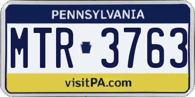 PA license plate MTR3763