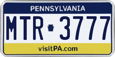 PA license plate MTR3777