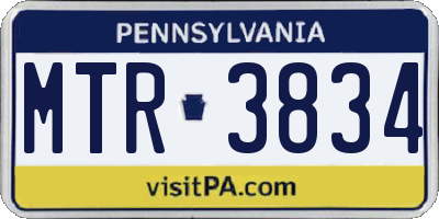 PA license plate MTR3834