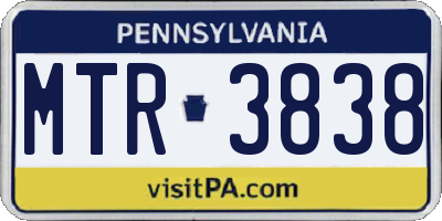 PA license plate MTR3838