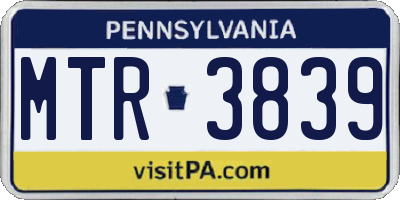 PA license plate MTR3839