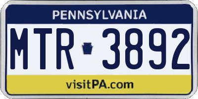 PA license plate MTR3892