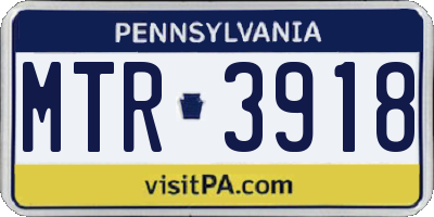 PA license plate MTR3918