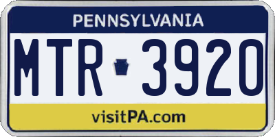PA license plate MTR3920