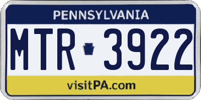 PA license plate MTR3922