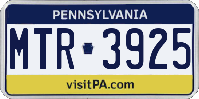 PA license plate MTR3925
