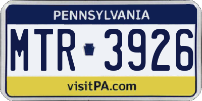 PA license plate MTR3926