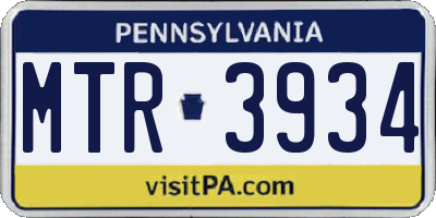 PA license plate MTR3934