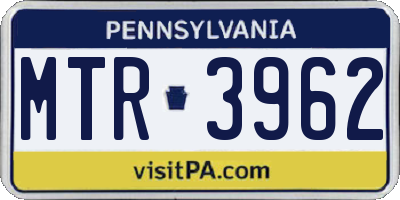 PA license plate MTR3962