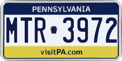 PA license plate MTR3972